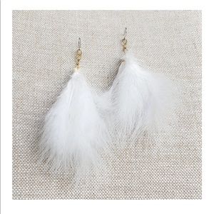 White Feather Earrings